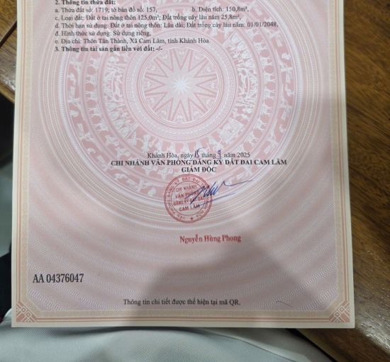 Chính chủ bán nhanh lô đất CTB phía đầm Thủy Triều